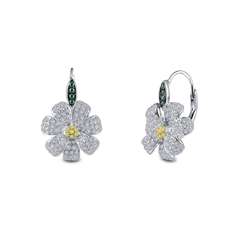 Ew Leverback Cz Flower Earring Bluediamonddesignerjewlery